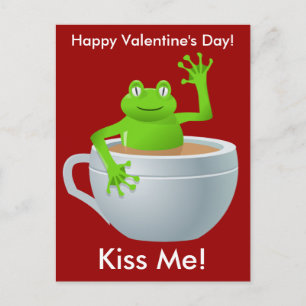 Kiss Me Frog Valentiness vykort
