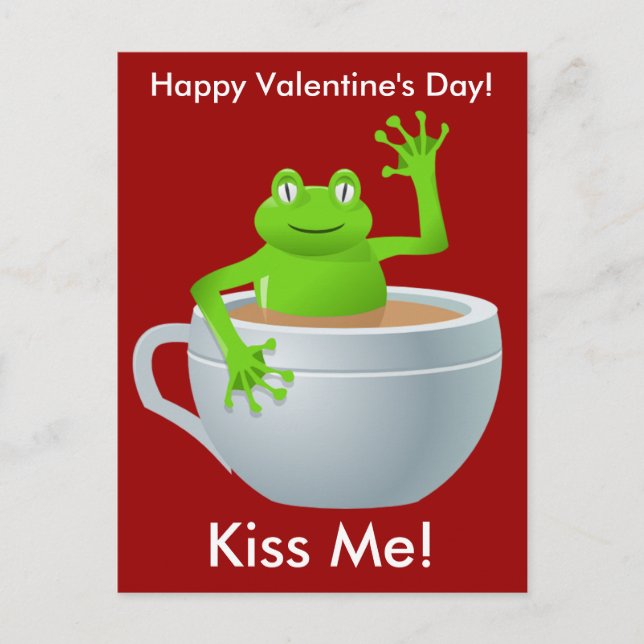 Kiss Me Frog Valentiness vykort (Framsida)