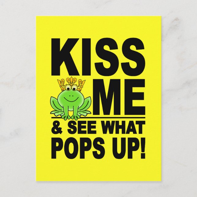 KISS ME Frog vycard, anpassade Vykort (Framsida)