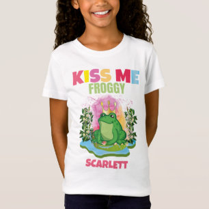 KISS ME FROGGY PERSONLIG COLORFUL FUNNY KIDS T SHIRT