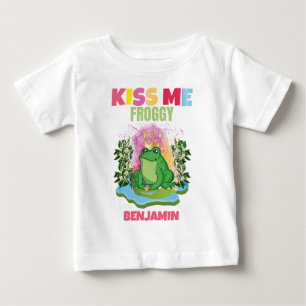 KISS ME FROGGY PERSONLIG COLORFUL FUNNY KIDS T SHIRT