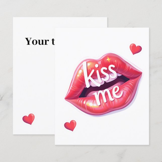 Kiss Me Glossy Red Lips Art Illustration (Fram/baksida)