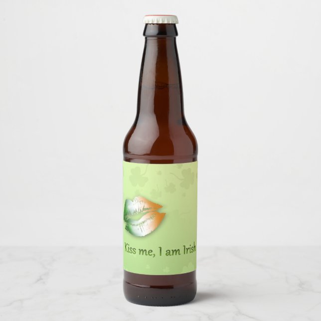 Kiss Me I är Irish - Beer Flaska Label Ölflaska Etikett (Framsida)