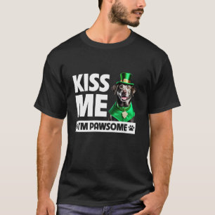 Kiss Me I är Pawsome Silver Lab Retriever St Patri T Shirt
