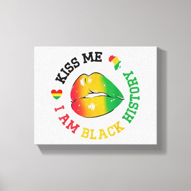 Kiss Me I is Black History Month African American Canvastryck (Framsida)