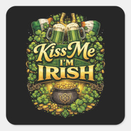 Kiss Me, I’m Irish Fyrkantigt Klistermärke