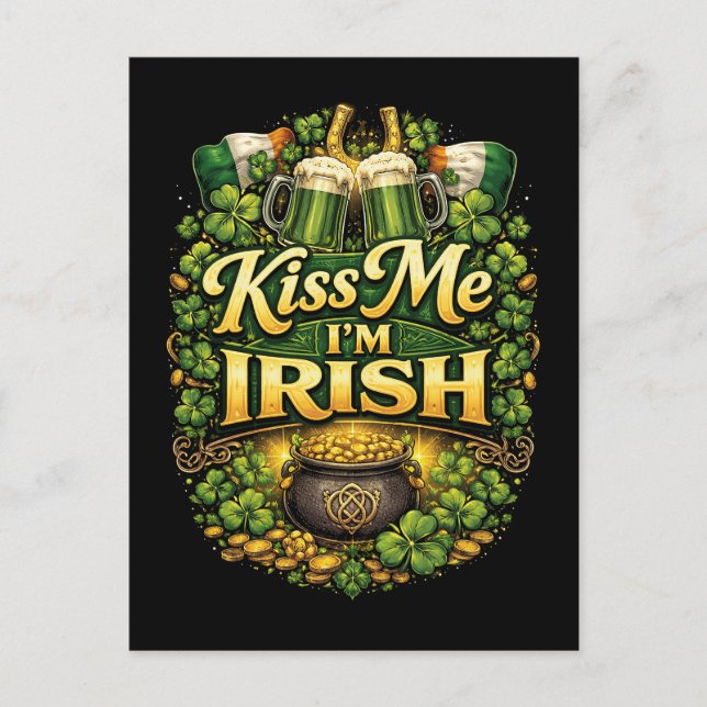 Kiss Me, I’m Irish Vykort (Framsida)