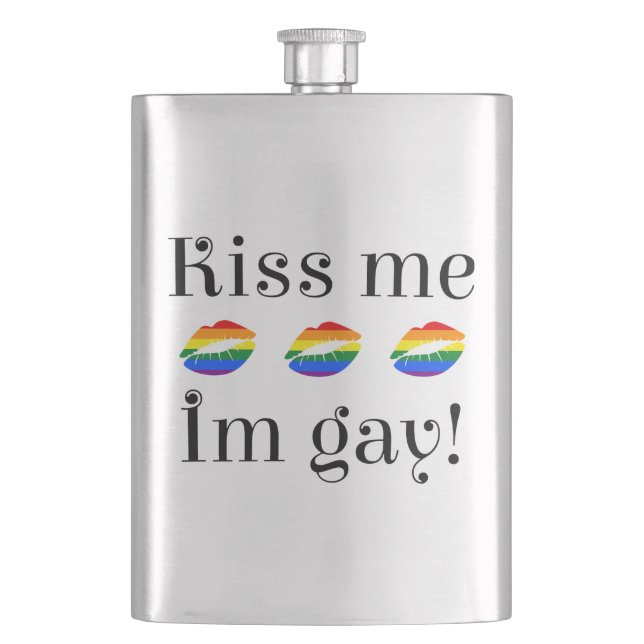Kiss Me I'm Gay (svart brev) Fickplunta (Framsidan)