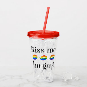 Kiss Me I'm Gay (svart brev) Take Away Mugg