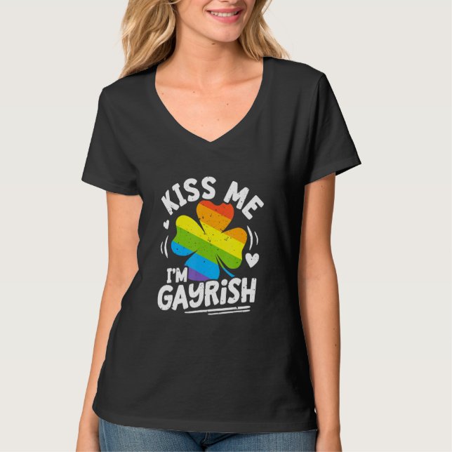 Kiss Me I'm Gayrish St Patrick's Day Gay Prides Sh T Shirt (Framsida)