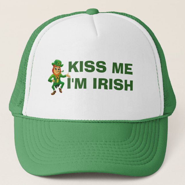 Kiss Me Im Irish Funny St patricks day Leprechaun Keps (Framsida)