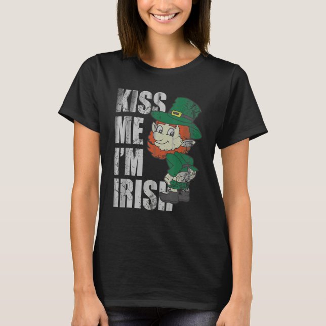 Kiss Me I'm Irish Leprechaun Hat Happy Saint Patri T Shirt (Framsida)