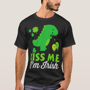 Kiss me Im irish söt dinosaur trex St Patricks da T Shirt