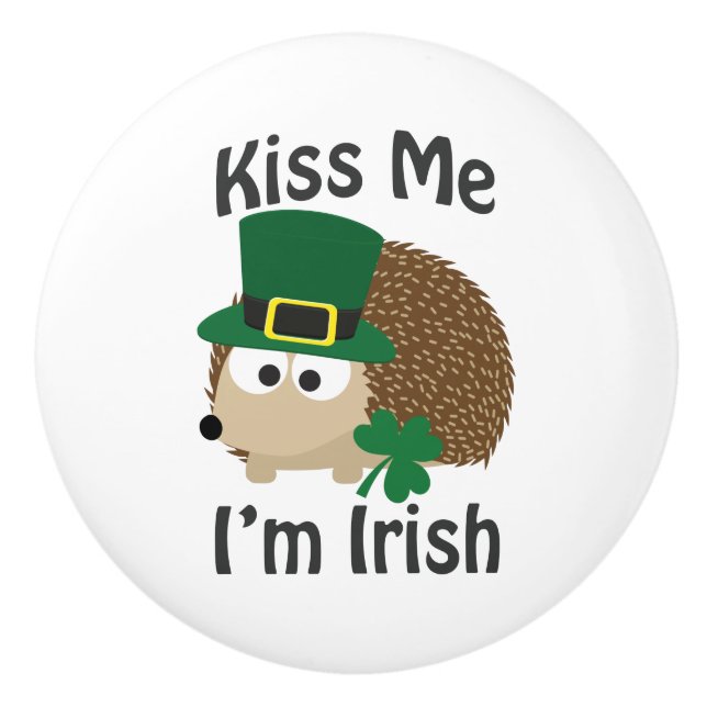 Kiss Me Im Irish St patricks day Hedgehog Knopp (Framsidan)