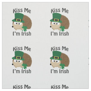 Kiss Me Im Irish St patricks day Hedgehog Tyg