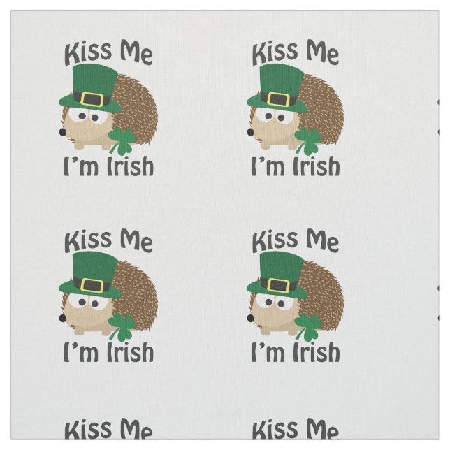 Kiss Me Im Irish St patricks day Hedgehog Tyg (Provkarta)