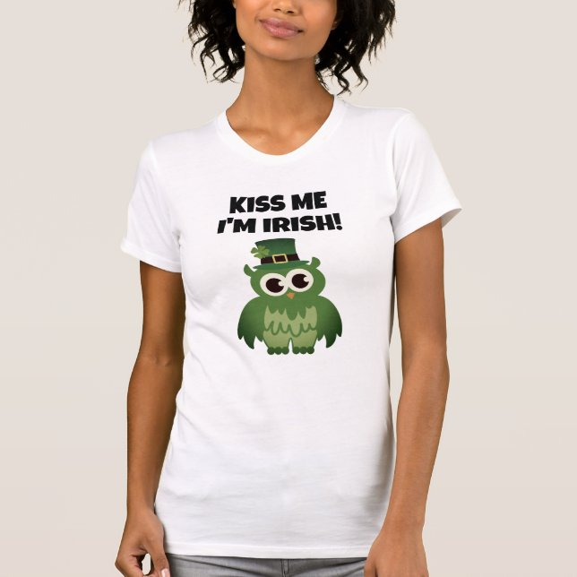 Kiss me i'm Irish St patrick's day leprechaun bird T Shirt (Framsida)