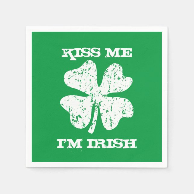 Kiss me im Irish St patricks day Napkins Pappersservett (Framsidan)