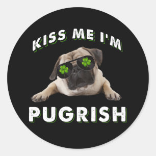 Kiss me i'm Pugrish Runt Klistermärke