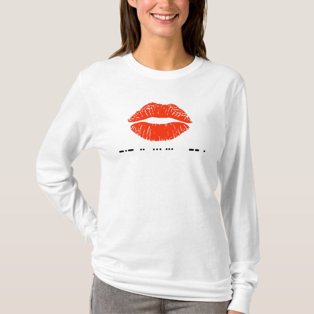Kiss Me in Morse Code Nyårsafton T-Shirt (Framsida)
