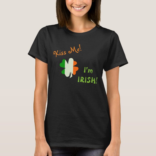 Kiss Me Irish Flagga Shamrock T-shirt (Framsida)