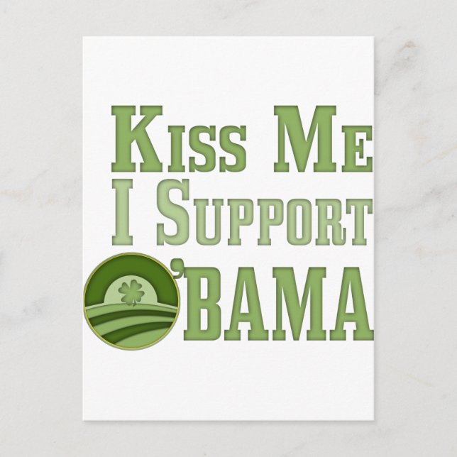 Kiss Me Irish Obama Vykort (Framsida)