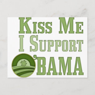 Kiss Me Irish Obama Vykort
