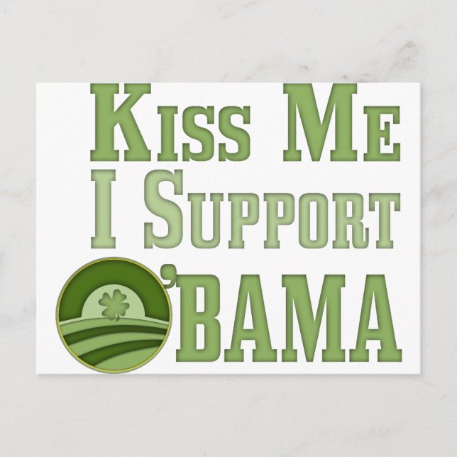 Kiss Me Irish Obama Vykort (Framsida)