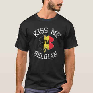 Kiss Me jag är belgisk finne St. Patrick's Day Bel T Shirt