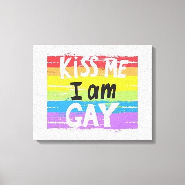 Kiss Me jag är Gay Canvastryck (Framsida)