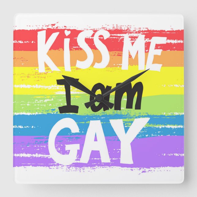 Kiss Me jag är Gay Fyrkantig Klocka (Framsida)