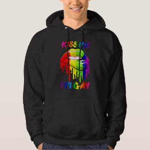 Kiss Me jag är Gay Lgbt Pride Rainbow Läppar Hoodie