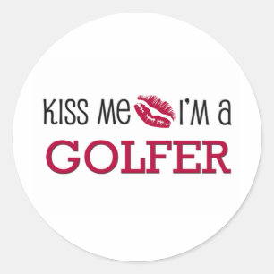Kiss Me jag är GOLFER Runt Klistermärke