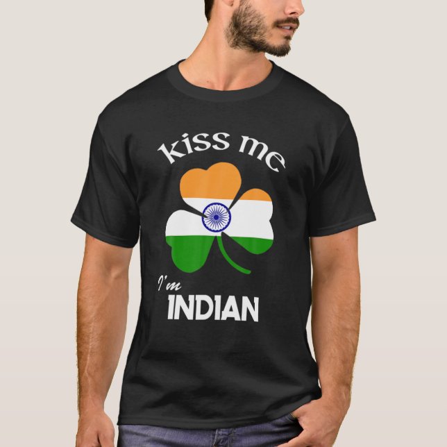 Kiss Me jag är Indiska Shamrock India St. Patrick' T Shirt (Framsida)