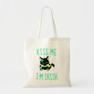 Kiss Me jag är Irish Cat Lover Tygkasse
