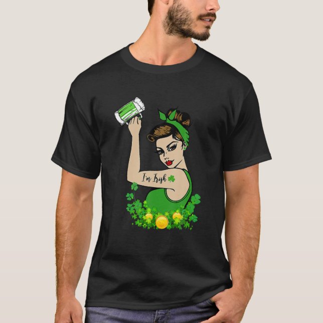 Kiss Me jag är Irish Drink Beer Shamrock St Patric T Shirt (Framsida)