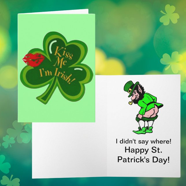 Kiss Me jag är Irish Funny Leprechaun Kort (Kiss Me I'm Irish Funny Leprechaun Card)