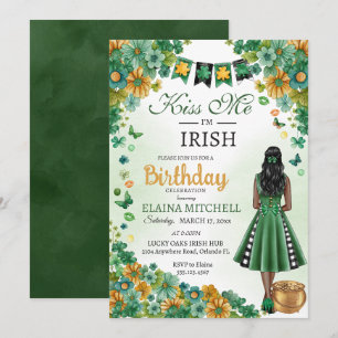 Kiss Me jag är Irish Girl Grönt Dress St. Patrick' Inbjudningar