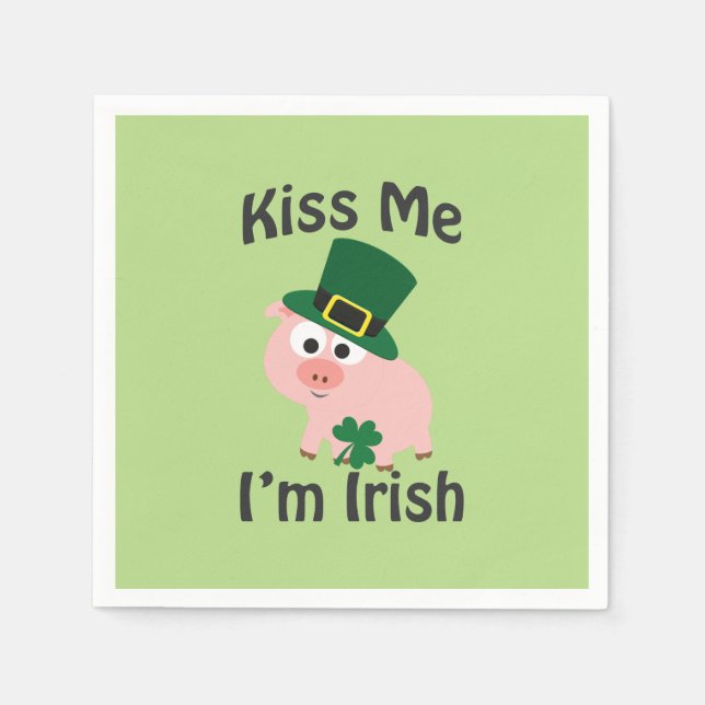Kiss Me jag är Irish Gris Pappersservett (Framsidan)