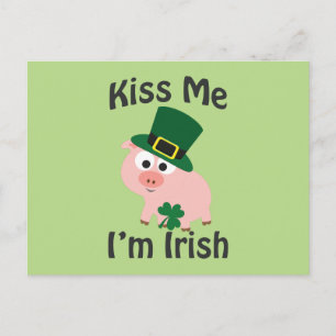 Kiss Me jag är Irish Gris Vykort