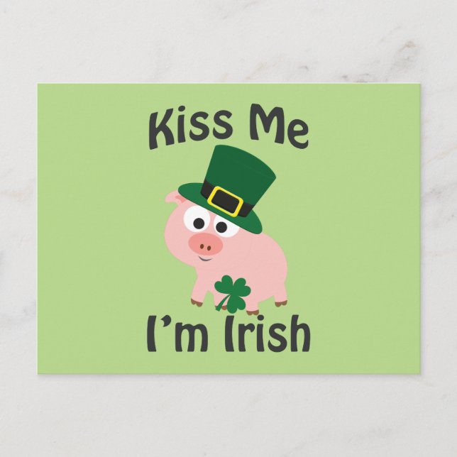 Kiss Me jag är Irish Gris Vykort (Framsida)