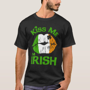 Kiss Me Jag är Irish Läppar Lucky Shamrock Klöver T Shirt