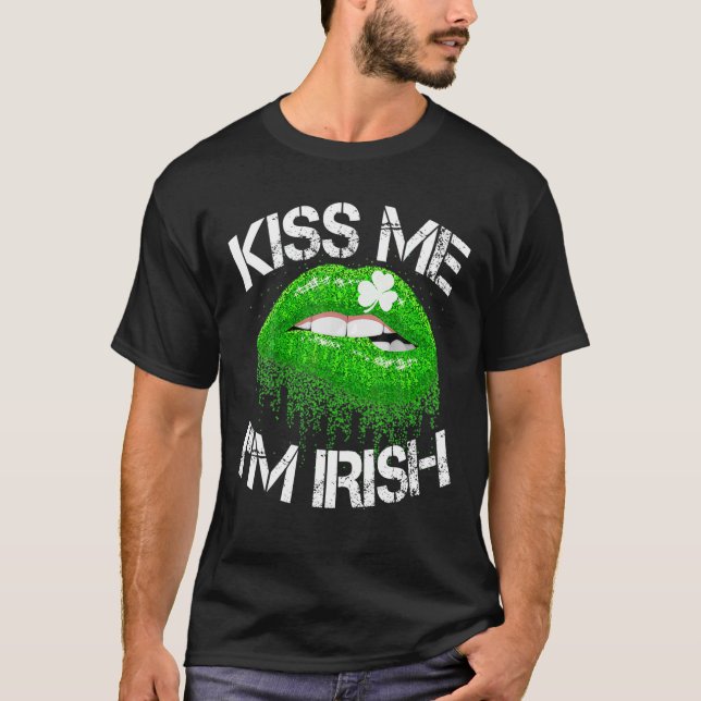 Kiss Me jag är Irish St patrick's day D T Shirt (Framsida)