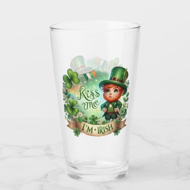 Kiss Me jag är Irish St patricks day Glaskopp (Framsida)