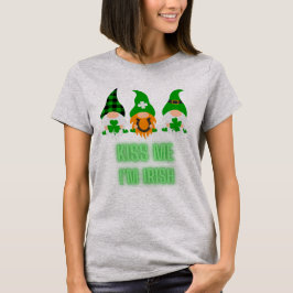 Kiss Me jag är Irish St. Patrick's Day Gnome Shamr T Shirt