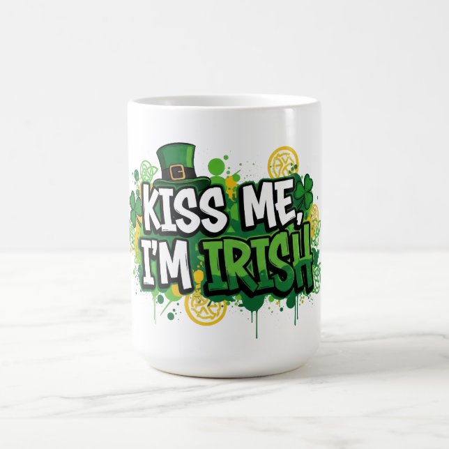 Kiss Me jag är Irish St. Patrick's Day Kaffemugg (Center)