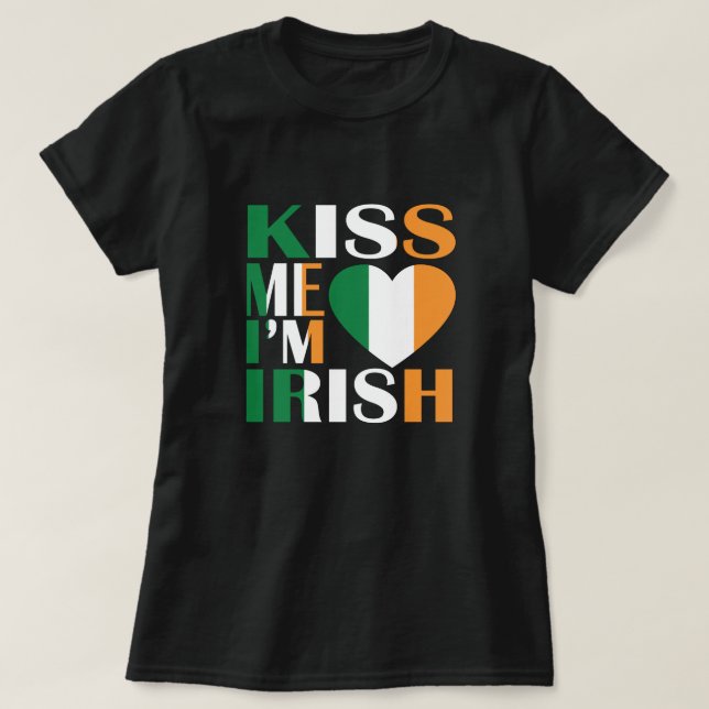 Kiss Me jag är Irish T-Shirt Saint patrick Day (Design framsida)