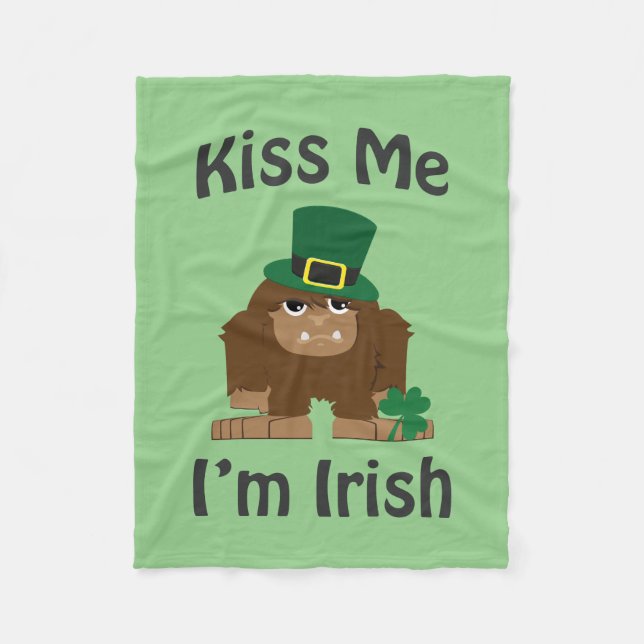 Kiss Me, jag är iriska bigfoot Fleecefilt (Framsidan)
