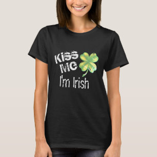 Kiss Me jag är irländare, svart och grönt schampro T Shirt