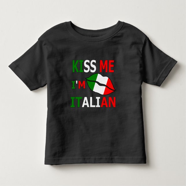 Kiss Me Jag är italienare T-Shirt Baby Bodykostym (Framsida)